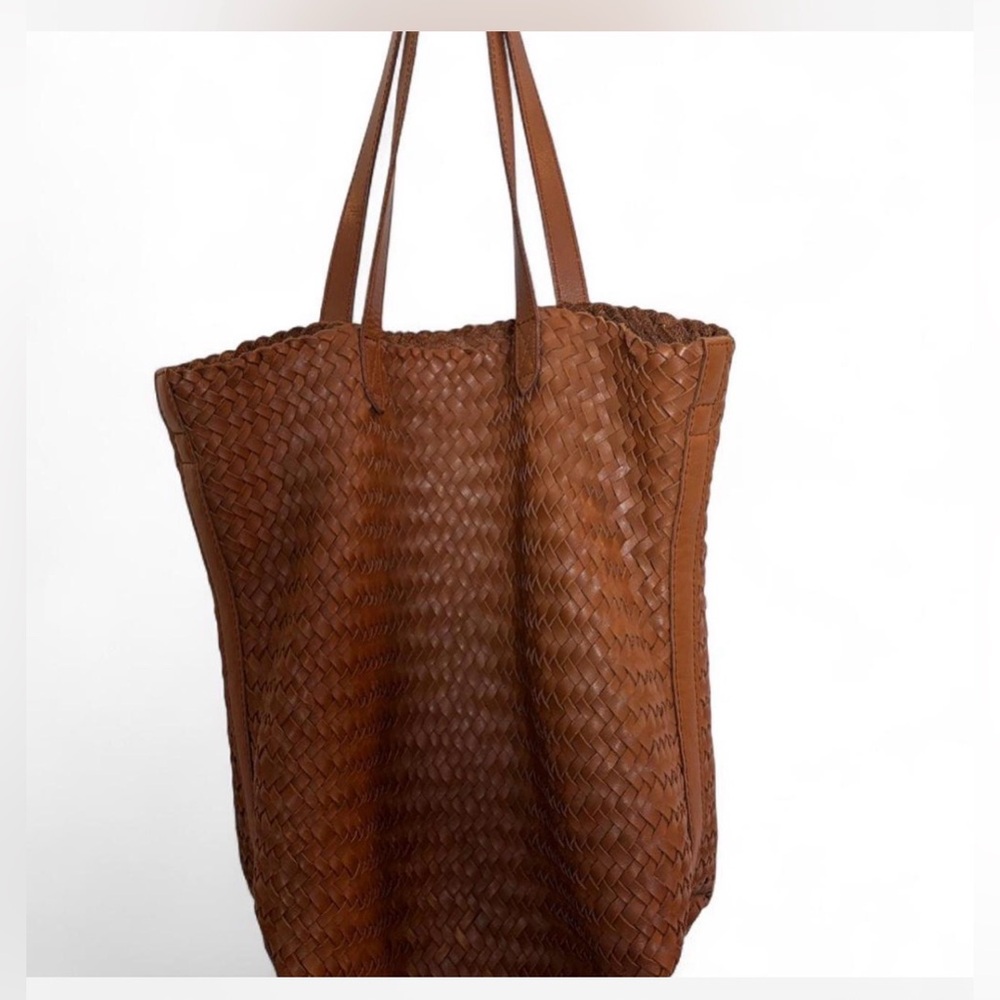 J Crew Leather woven tote bag!!